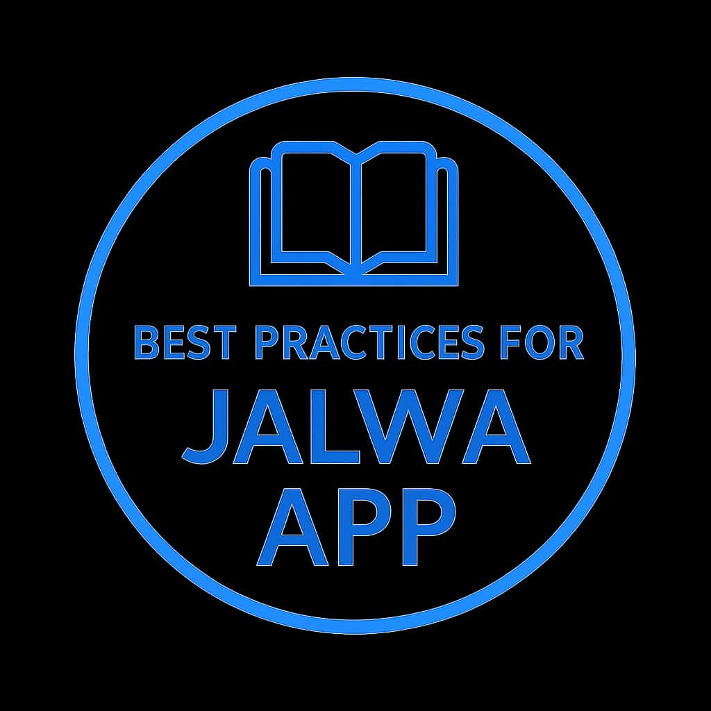 A professional badge design symbolizing best practices guidance for Jalwa App.
