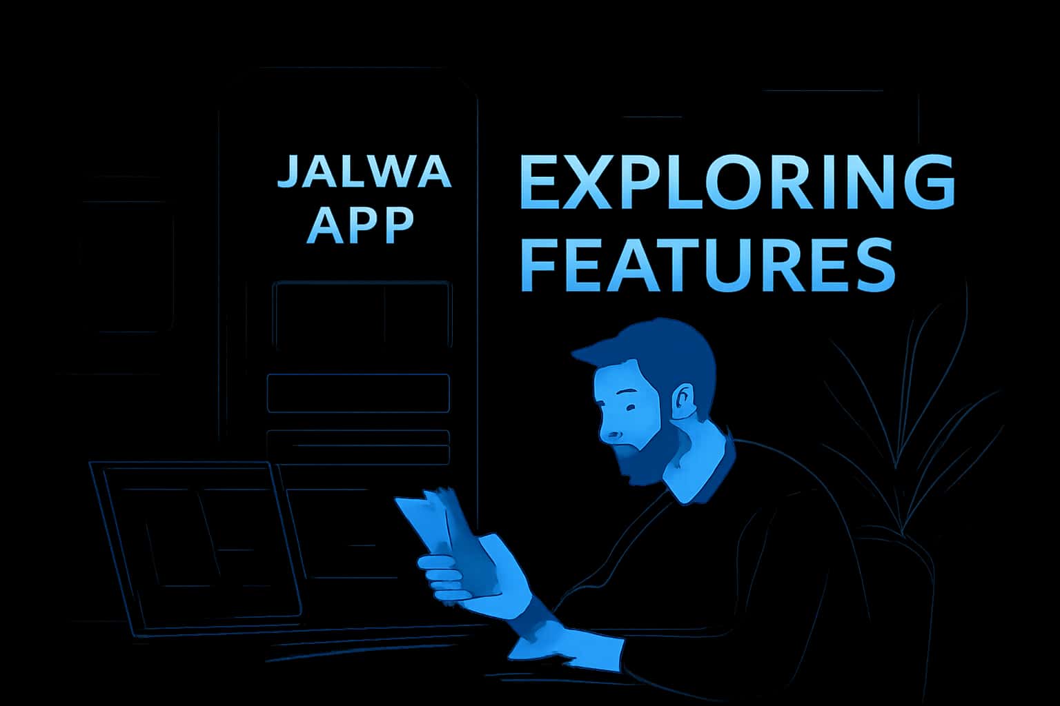 An informational graphic showcasing the features of Jalwa App.