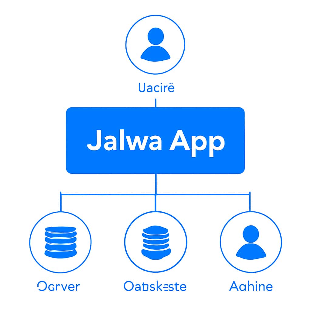 An educational illustration of the support structure for Jalwa App.