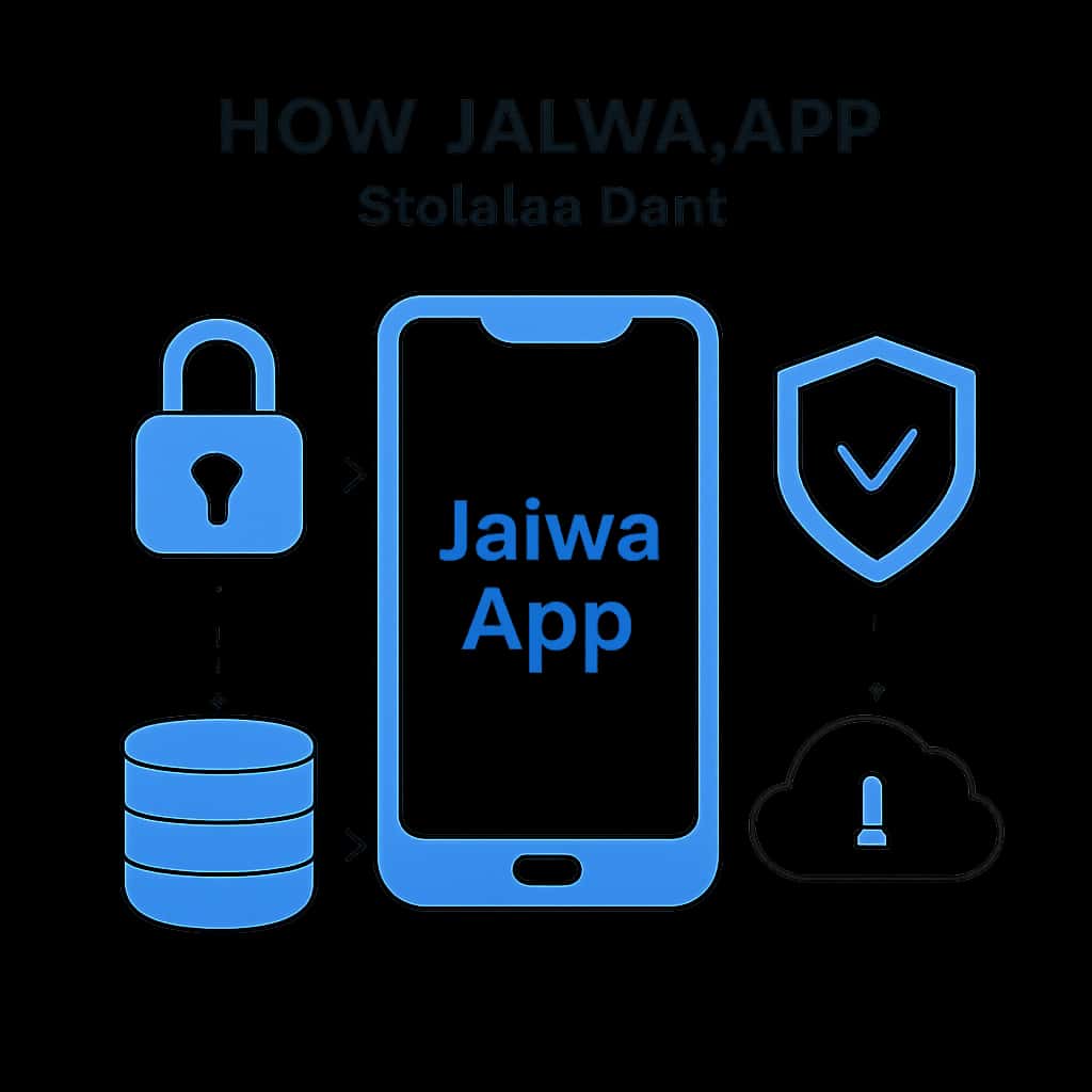 Diagram illustrating the data security features of Jalwa App.