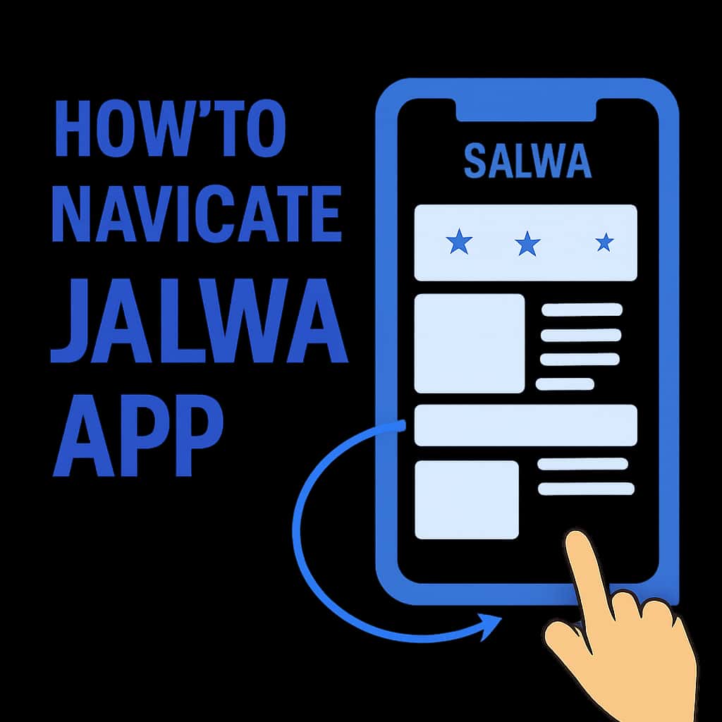 An educational diagram illustrating navigation tips for the Jalwa App.