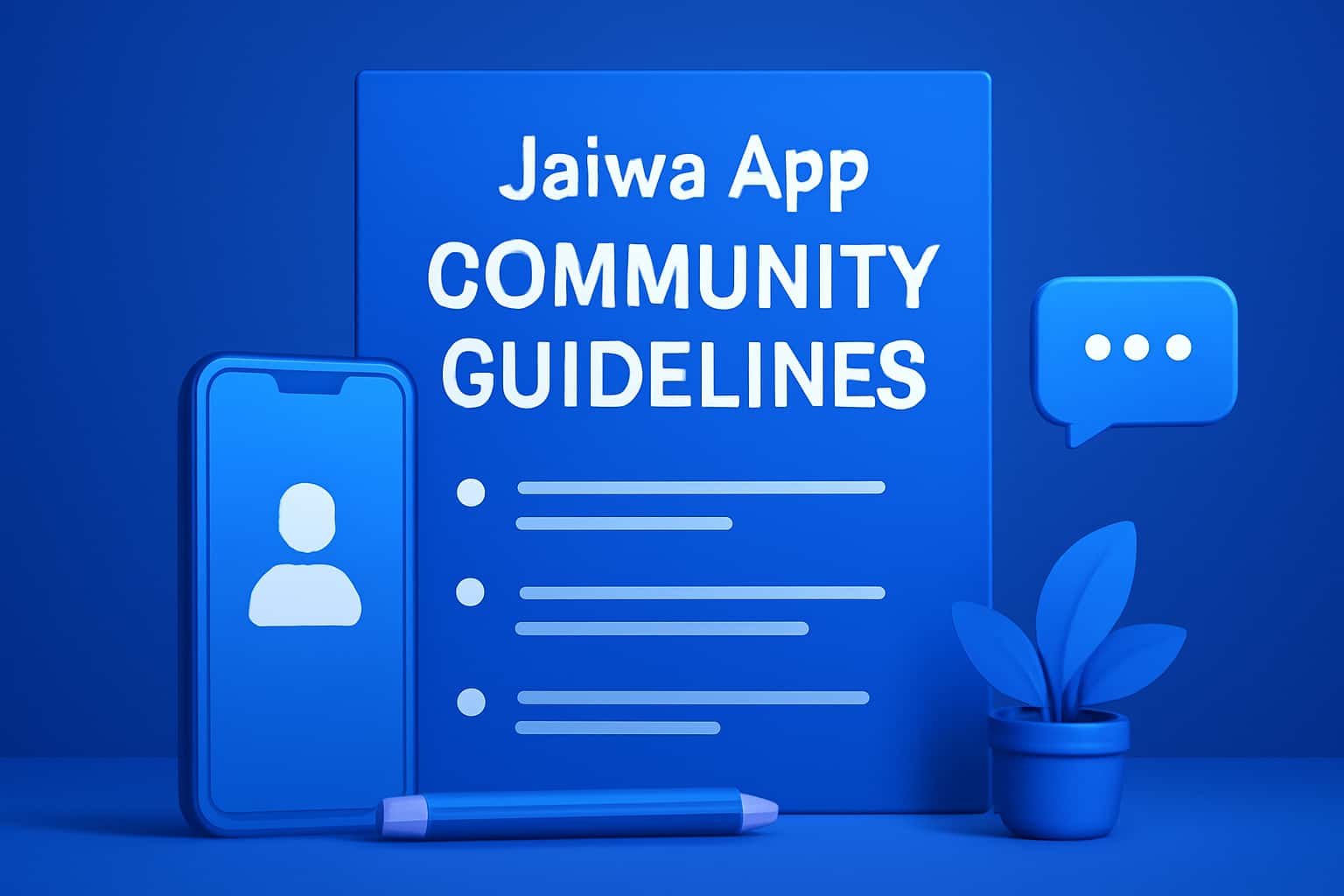 An informative scene illustrating the Jalwa App Community Guidelines with a focus on user interactions.
