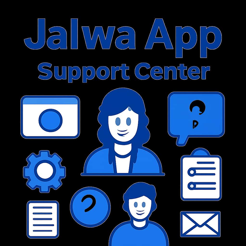 An educational diagram illustrating the Jalwa App Support Center features.