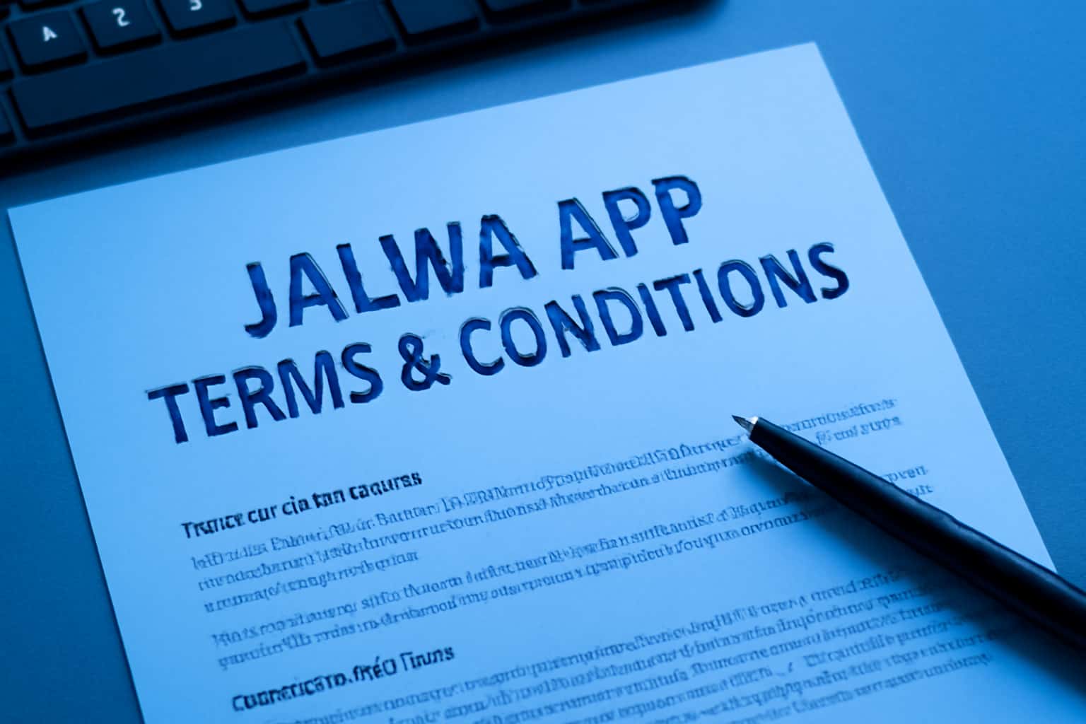 A neutral informational scene depicting the Jalwa App Terms & Conditions.