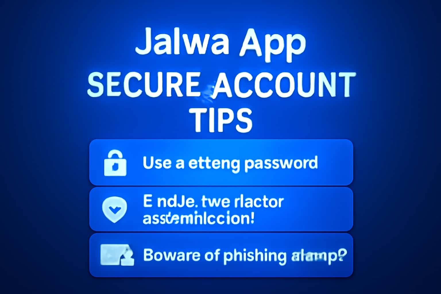 An informative representation of securing a Jalwa App account with a futuristic aesthetic.